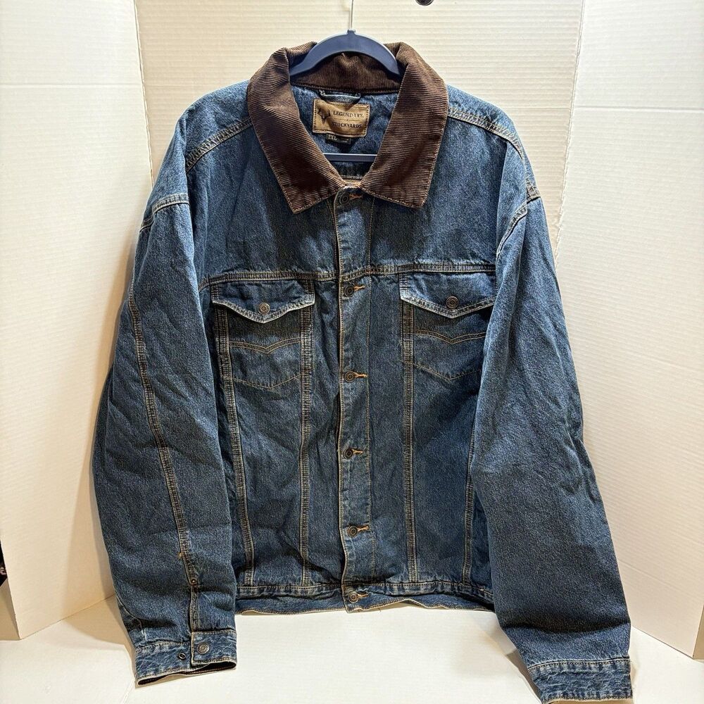 Legendary Whitetails Stockyards Denim Jacket 2XL Flannel Lined Corduroy Collar